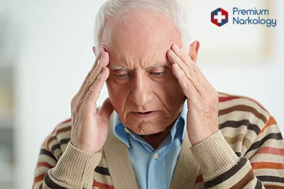 Пожилой мужчина держится за голову